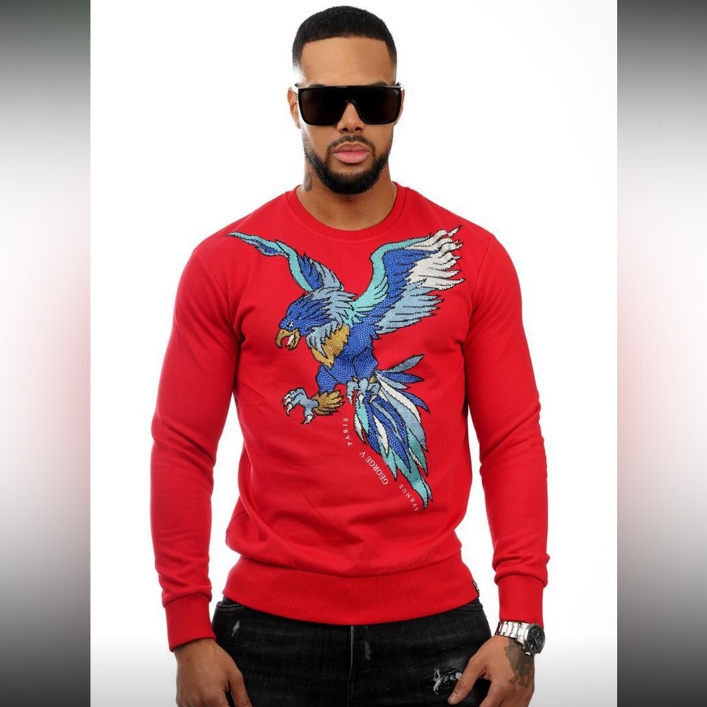 Avenue George V Paris Men's Sweatshirt Rhinestone